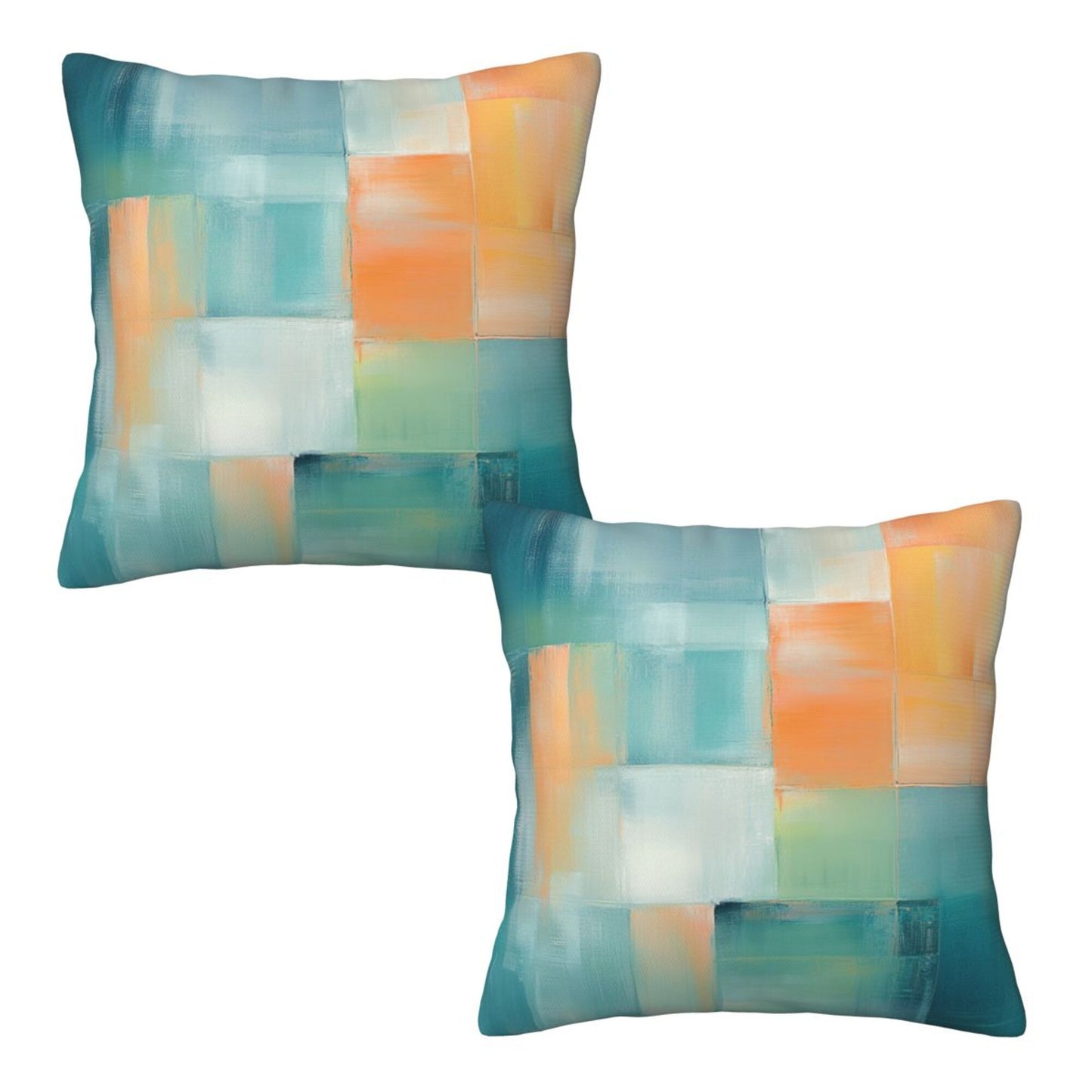 2-Pack 18x18 Inch Abstract Art Throw Pillow Covers | Modern Gradient Block Pattern Cushion Cases | Decorative Pillowcases for Sofa, Bedroom, Living Room