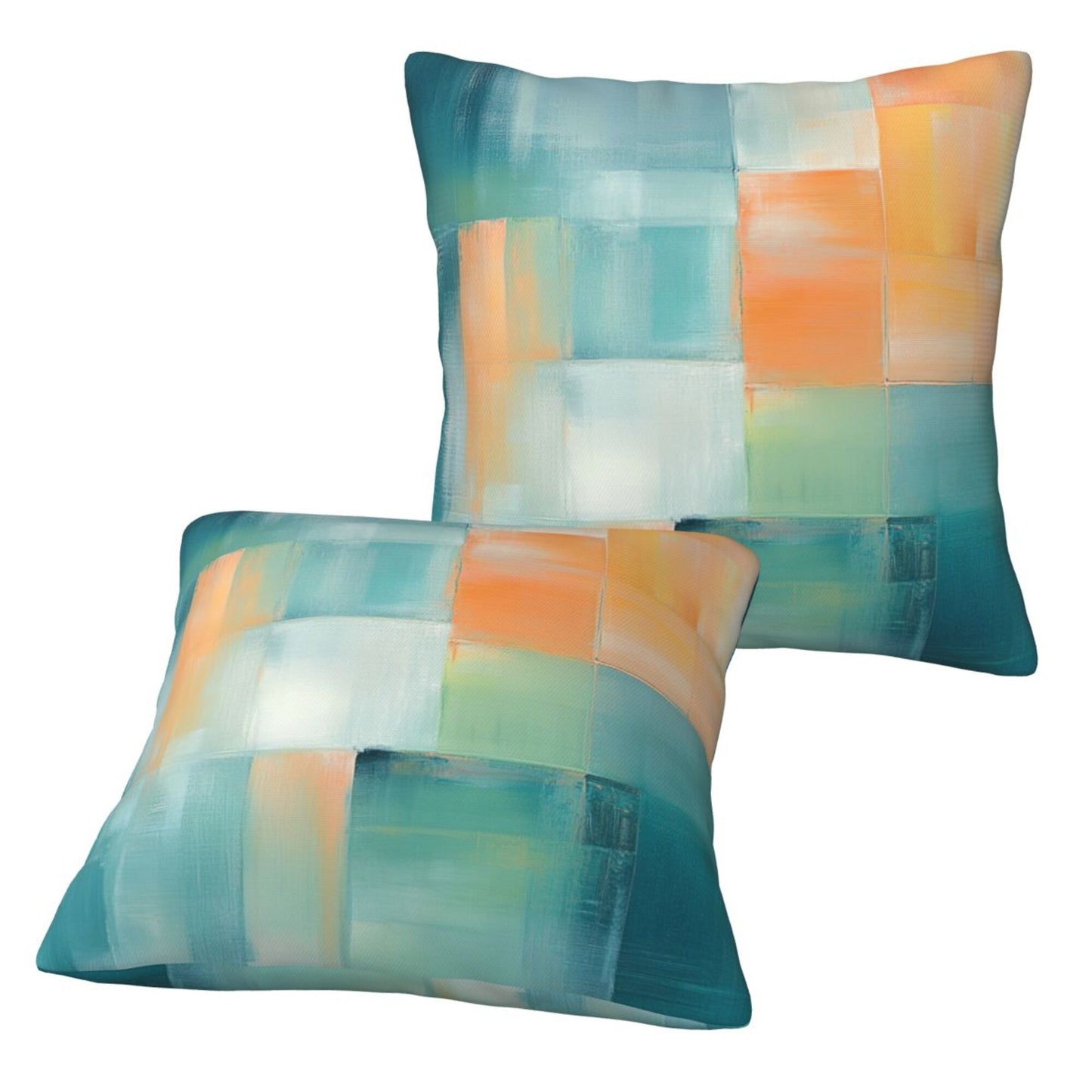 2-Pack 18x18 Inch Abstract Art Throw Pillow Covers | Modern Gradient Block Pattern Cushion Cases | Decorative Pillowcases for Sofa, Bedroom, Living Room