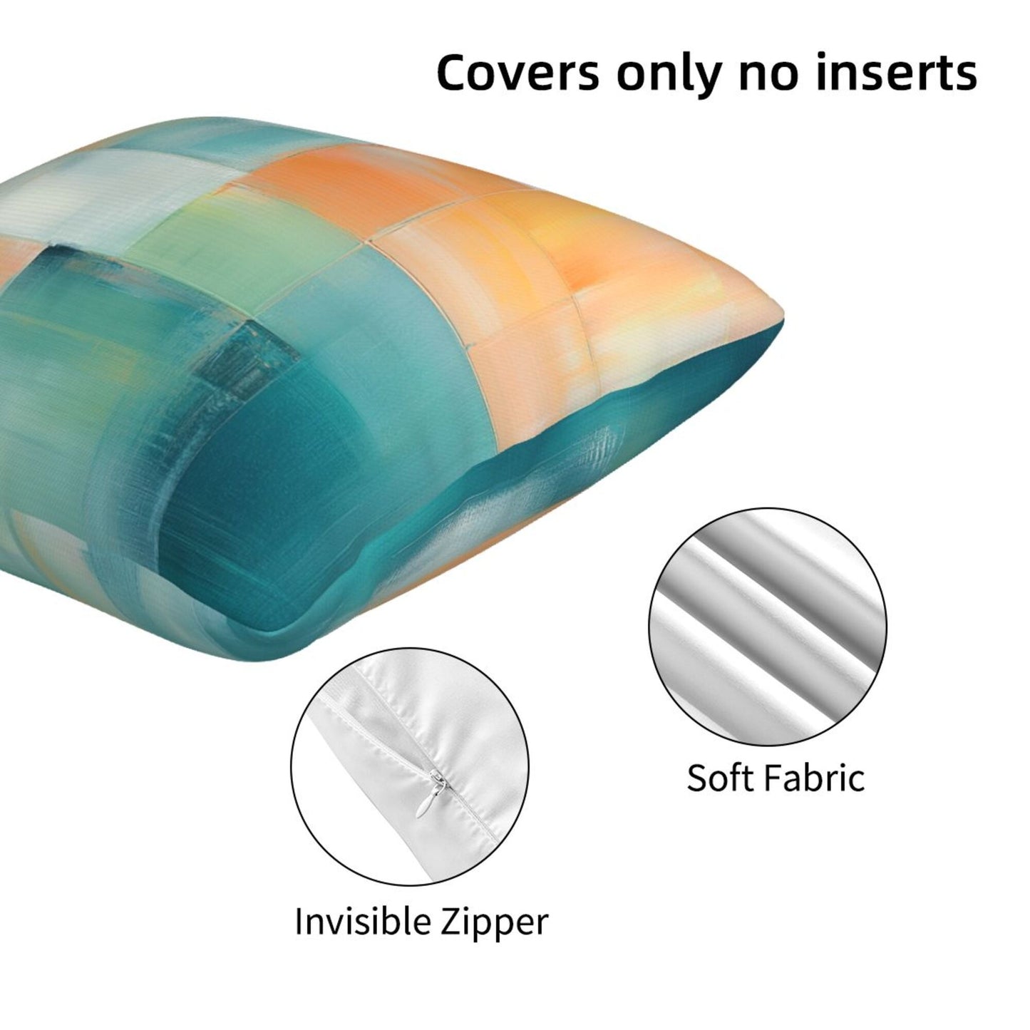 2-Pack 18x18 Inch Abstract Art Throw Pillow Covers | Modern Gradient Block Pattern Cushion Cases | Decorative Pillowcases for Sofa, Bedroom, Living Room