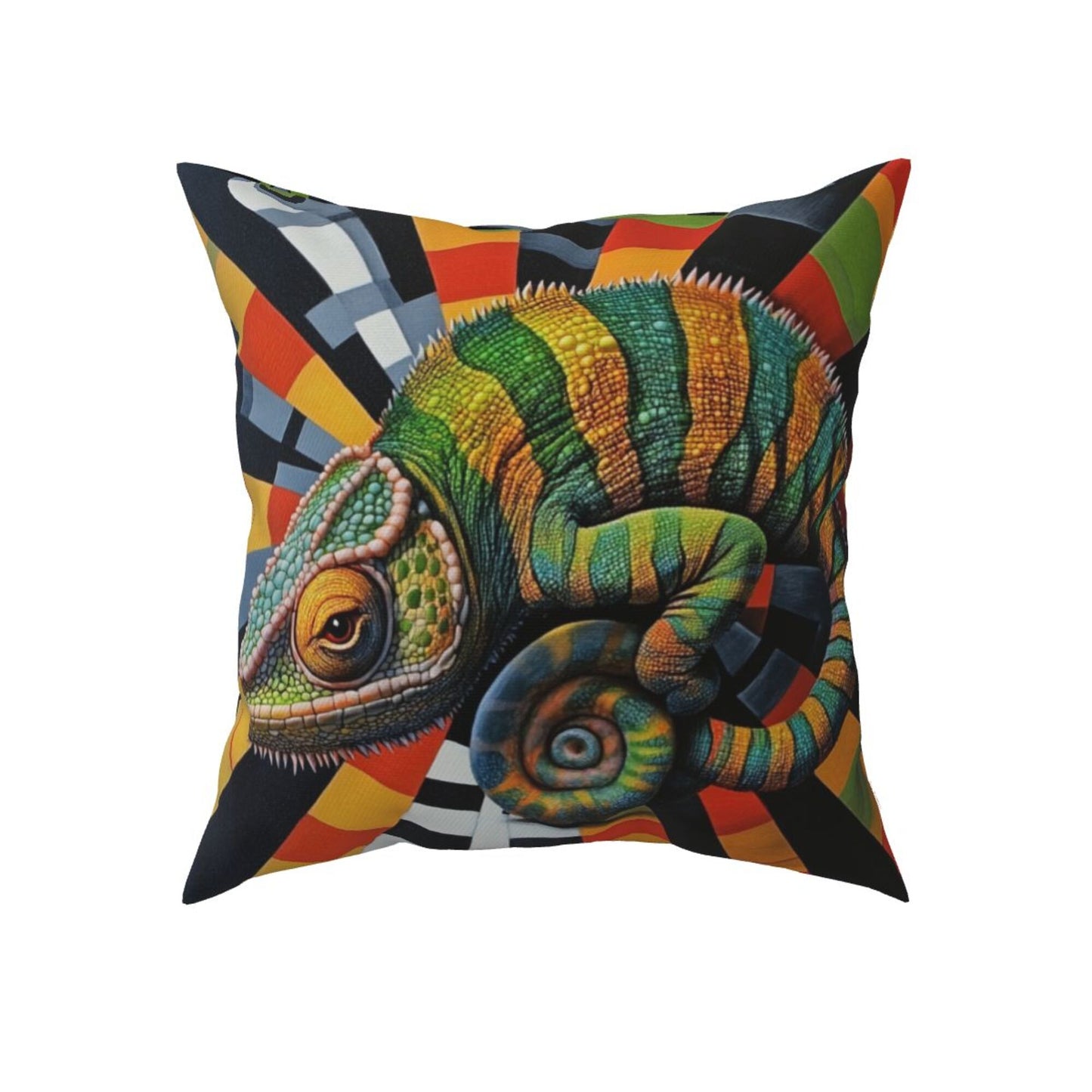 Set of 2 Chameleon Art Throw Pillow Covers 18x18 Inch Decorative Square Cushion Covers for Sofa, Couch, Bed