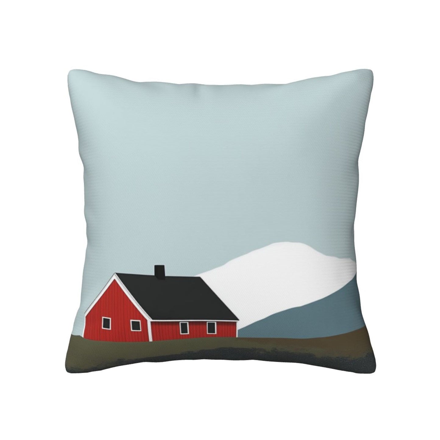 Set of 2 Minimalist Nordic Throw Pillow Covers – 18x18 Inch Red Cabin & Mountain Decorative Cushion Covers for Sofa, Bed, and Living Room (No Insert Included)