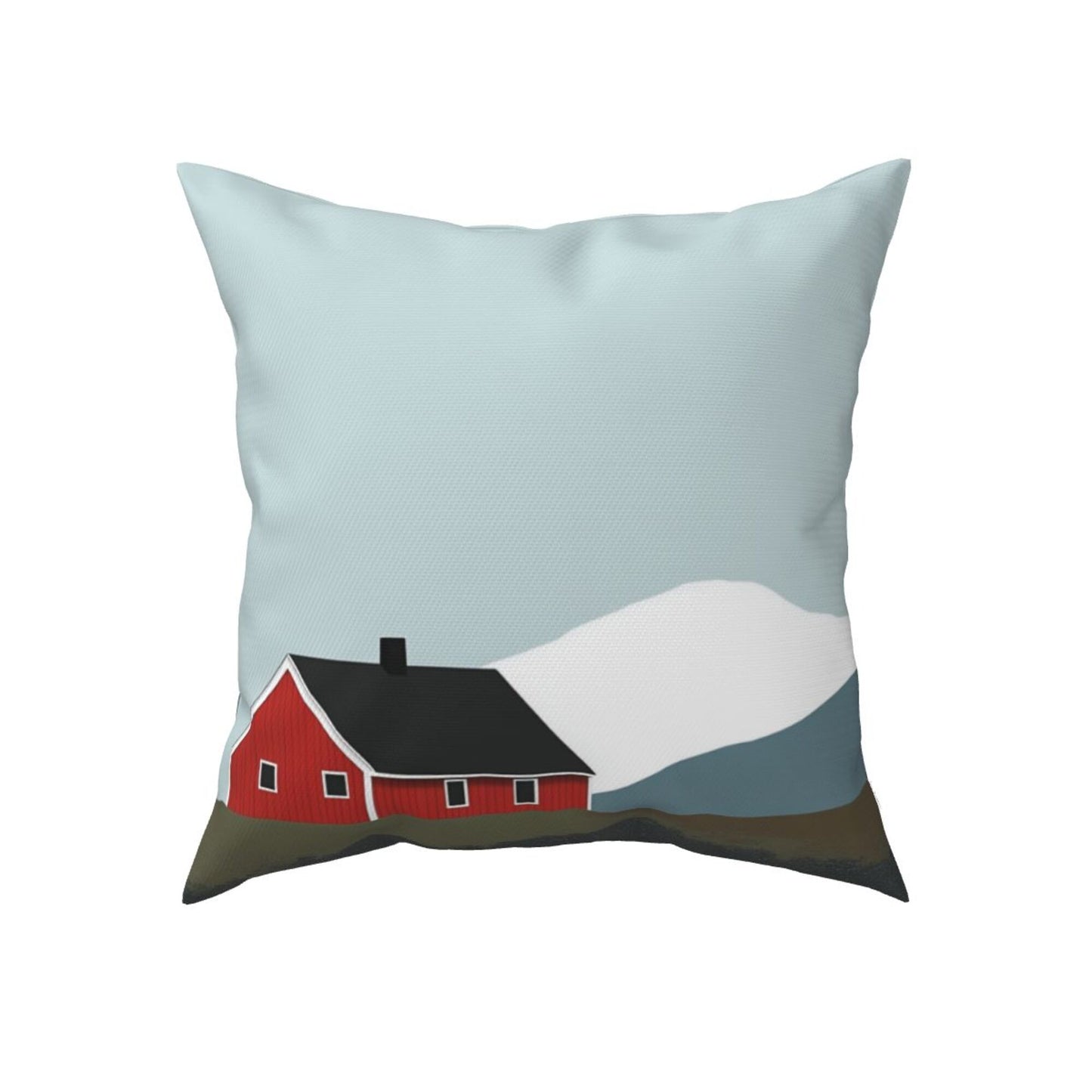 Set of 2 Minimalist Nordic Throw Pillow Covers – 18x18 Inch Red Cabin & Mountain Decorative Cushion Covers for Sofa, Bed, and Living Room (No Insert Included)