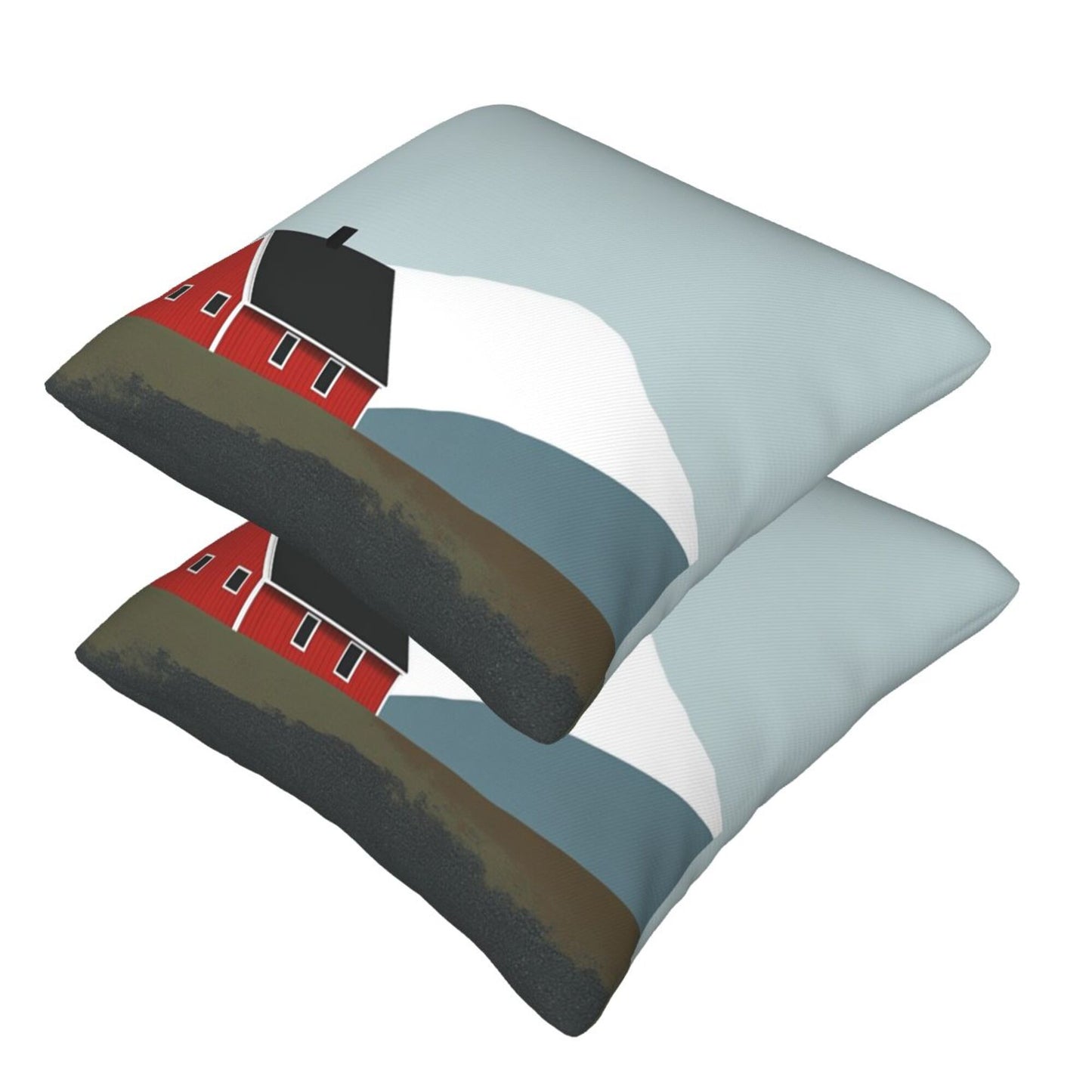 Set of 2 Minimalist Nordic Throw Pillow Covers – 18x18 Inch Red Cabin & Mountain Decorative Cushion Covers for Sofa, Bed, and Living Room (No Insert Included)