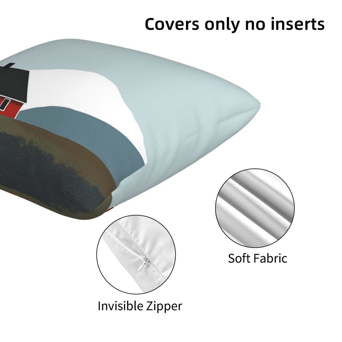 Set of 2 Minimalist Nordic Throw Pillow Covers – 18x18 Inch Red Cabin & Mountain Decorative Cushion Covers for Sofa, Bed, and Living Room (No Insert Included)