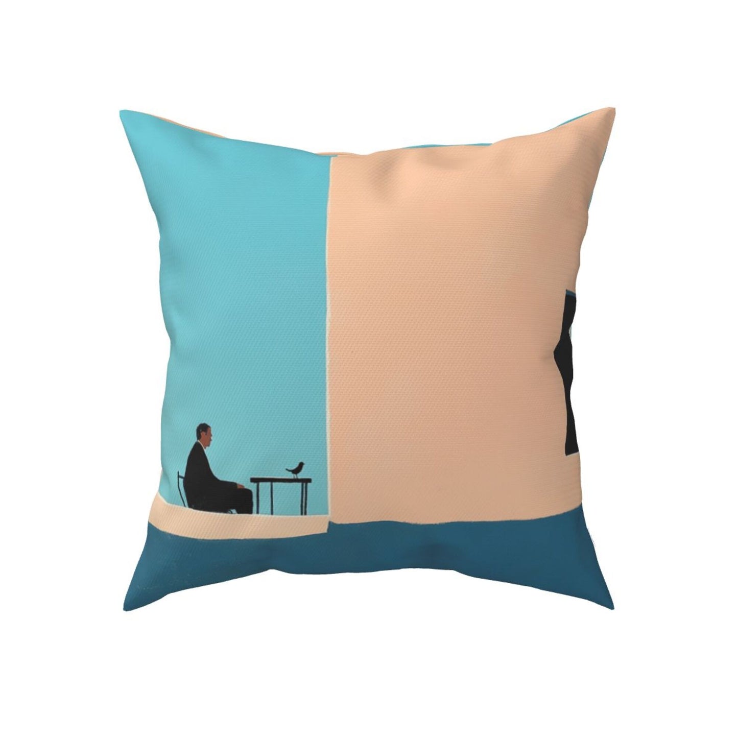 Set of 2 Modern Minimalist Art Throw Pillow Covers – 18x18 Inch Decorative Cushion Covers with Man & Bird Illustration for Sofa, Bed, and Living Room (No Insert Included)