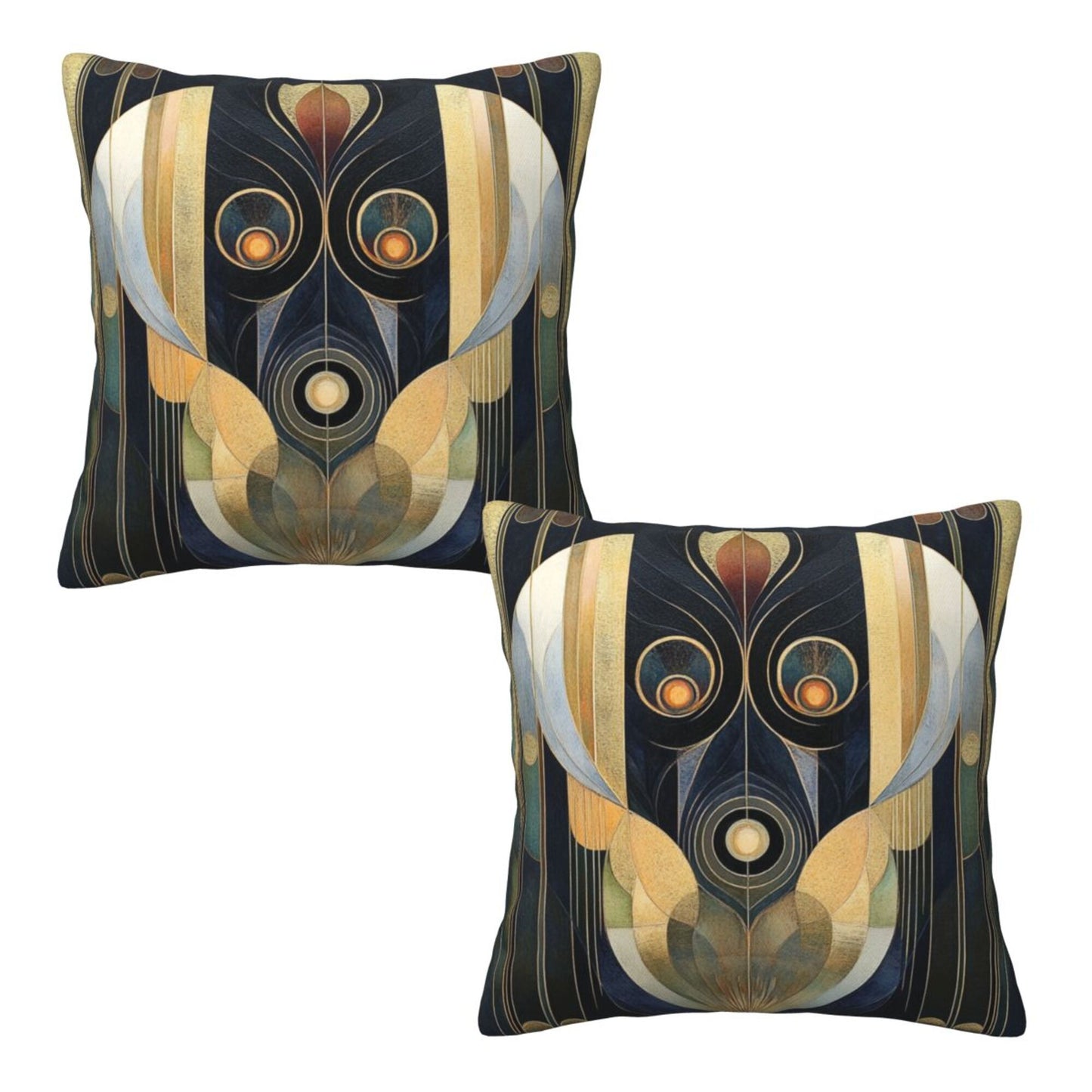 Set of 2 Decorative Throw Pillow Covers – 18x18 Inch Metallic Geometric Abstract Art Style, Modern Cushion Covers for Sofa, Bedroom, or Living Room (No Insert Included)