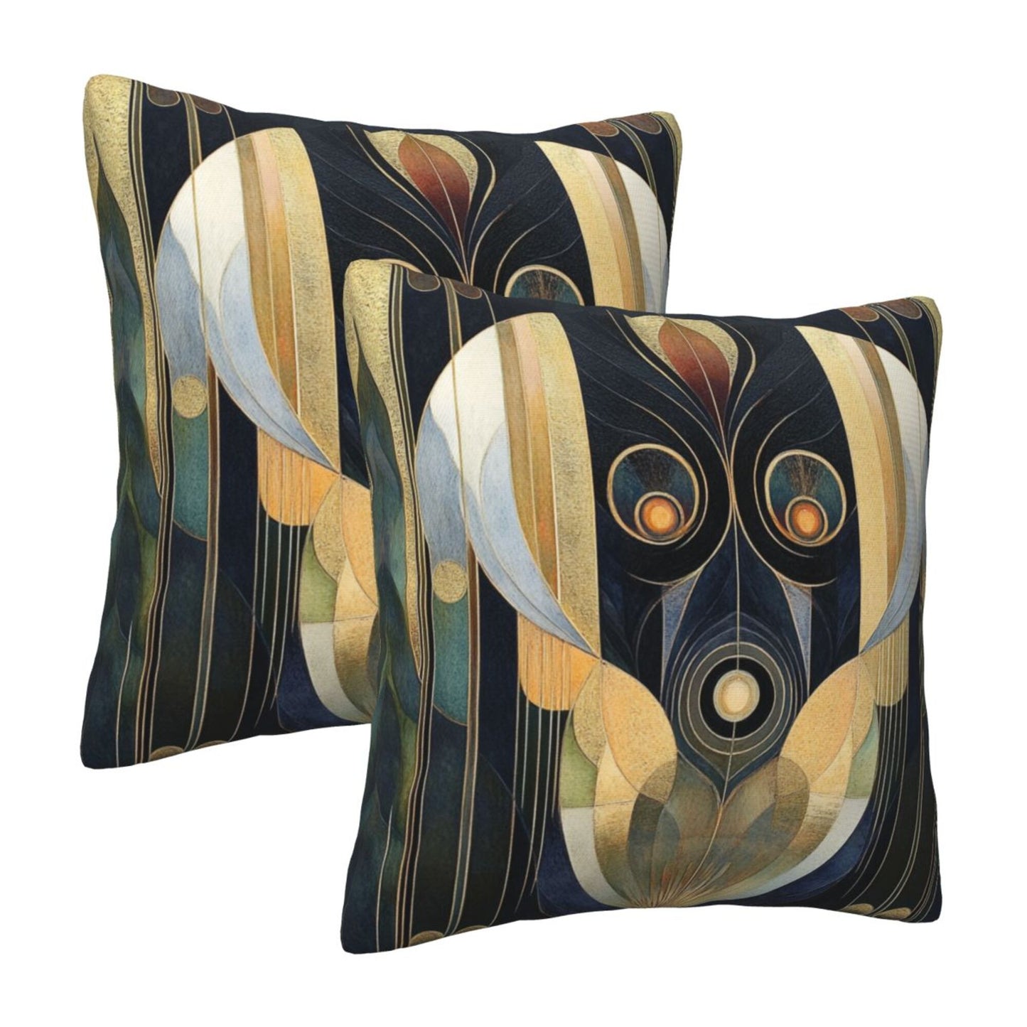 Set of 2 Decorative Throw Pillow Covers – 18x18 Inch Metallic Geometric Abstract Art Style, Modern Cushion Covers for Sofa, Bedroom, or Living Room (No Insert Included)