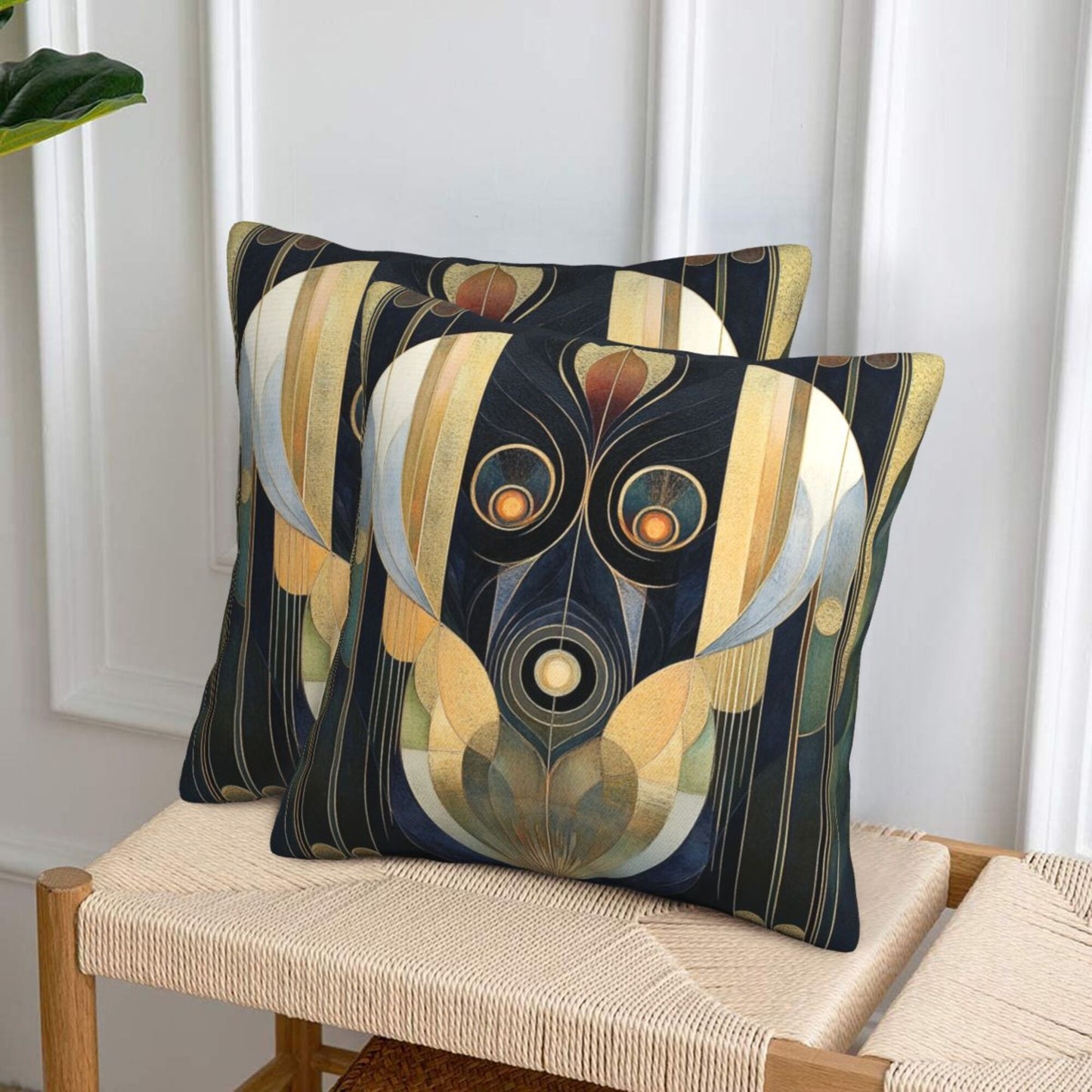 Set of 2 Decorative Throw Pillow Covers – 18x18 Inch Metallic Geometric Abstract Art Style, Modern Cushion Covers for Sofa, Bedroom, or Living Room (No Insert Included)
