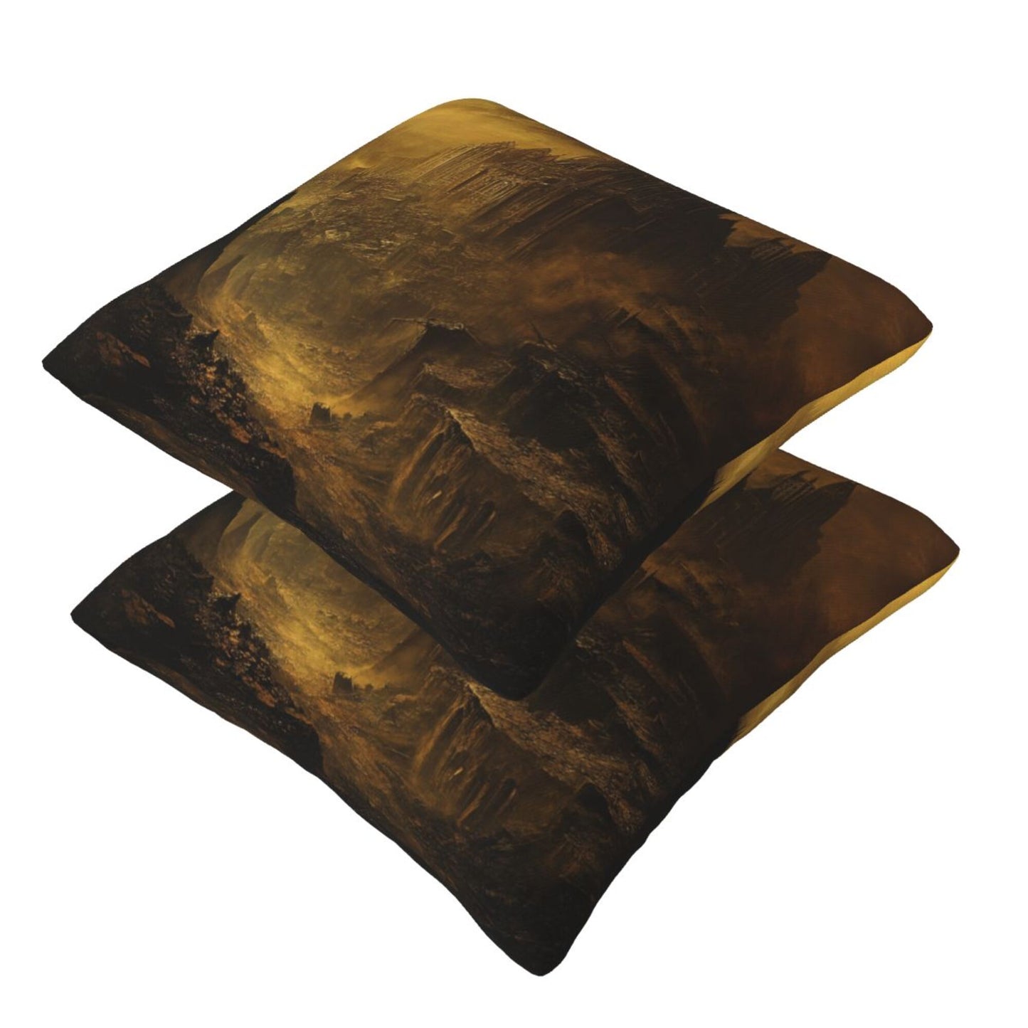 Set of 2 Gothic Fantasy Dark Castle Art Pillow Covers – 18x18 Inches Mysterious Throw Cushion Covers for Sofa or Bed (No Inserts)