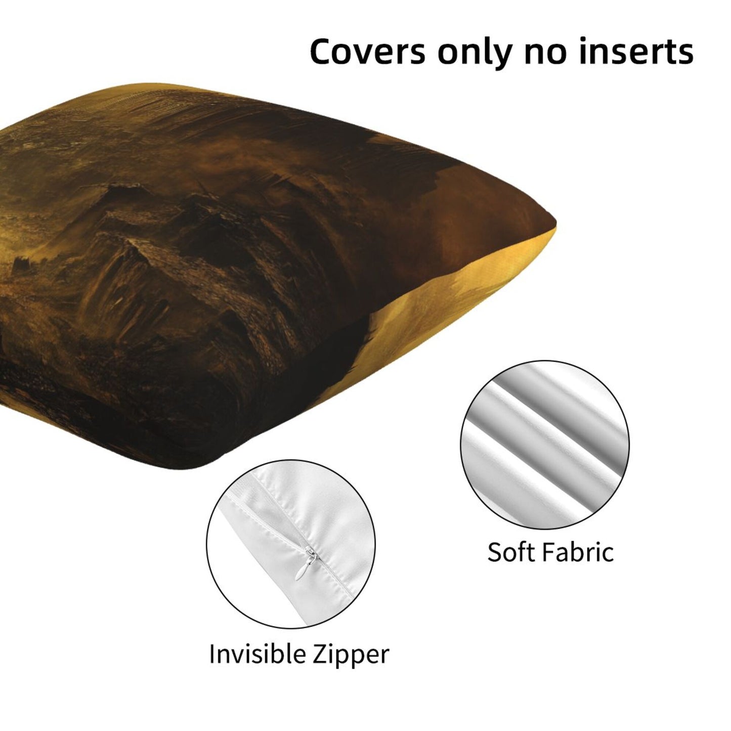 Set of 2 Gothic Fantasy Dark Castle Art Pillow Covers – 18x18 Inches Mysterious Throw Cushion Covers for Sofa or Bed (No Inserts)