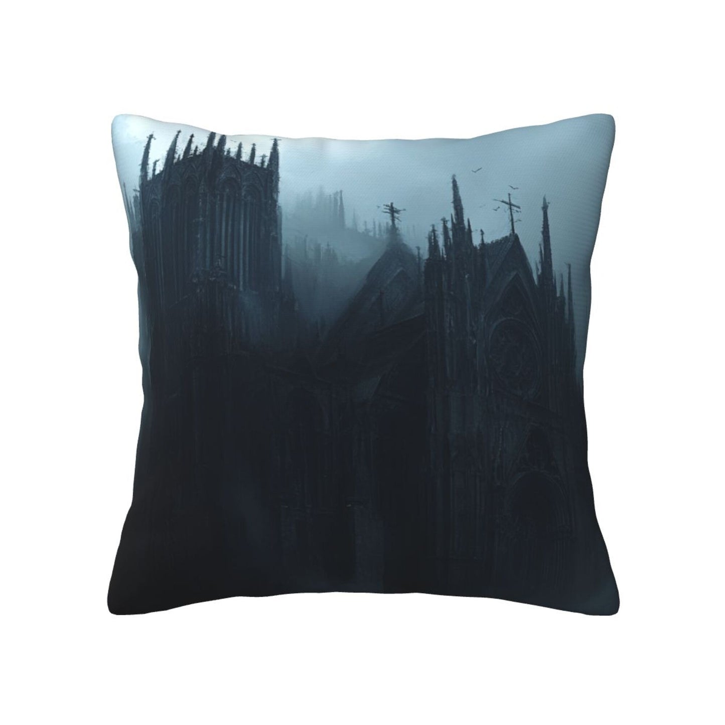 Set of 2 Gothic Castle Pillow Covers – 18x18 Inch Mysterious Cathedral Decorative Cushion Covers for Dark Fantasy Decor (No Inserts)