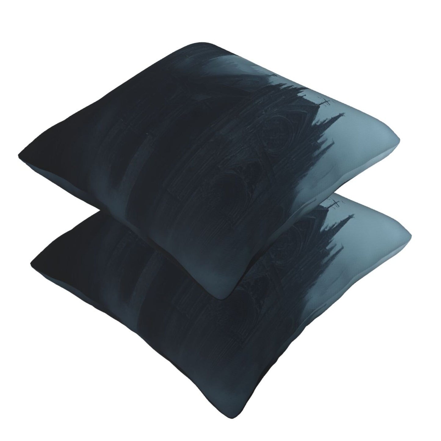 Set of 2 Gothic Castle Pillow Covers – 18x18 Inch Mysterious Cathedral Decorative Cushion Covers for Dark Fantasy Decor (No Inserts)