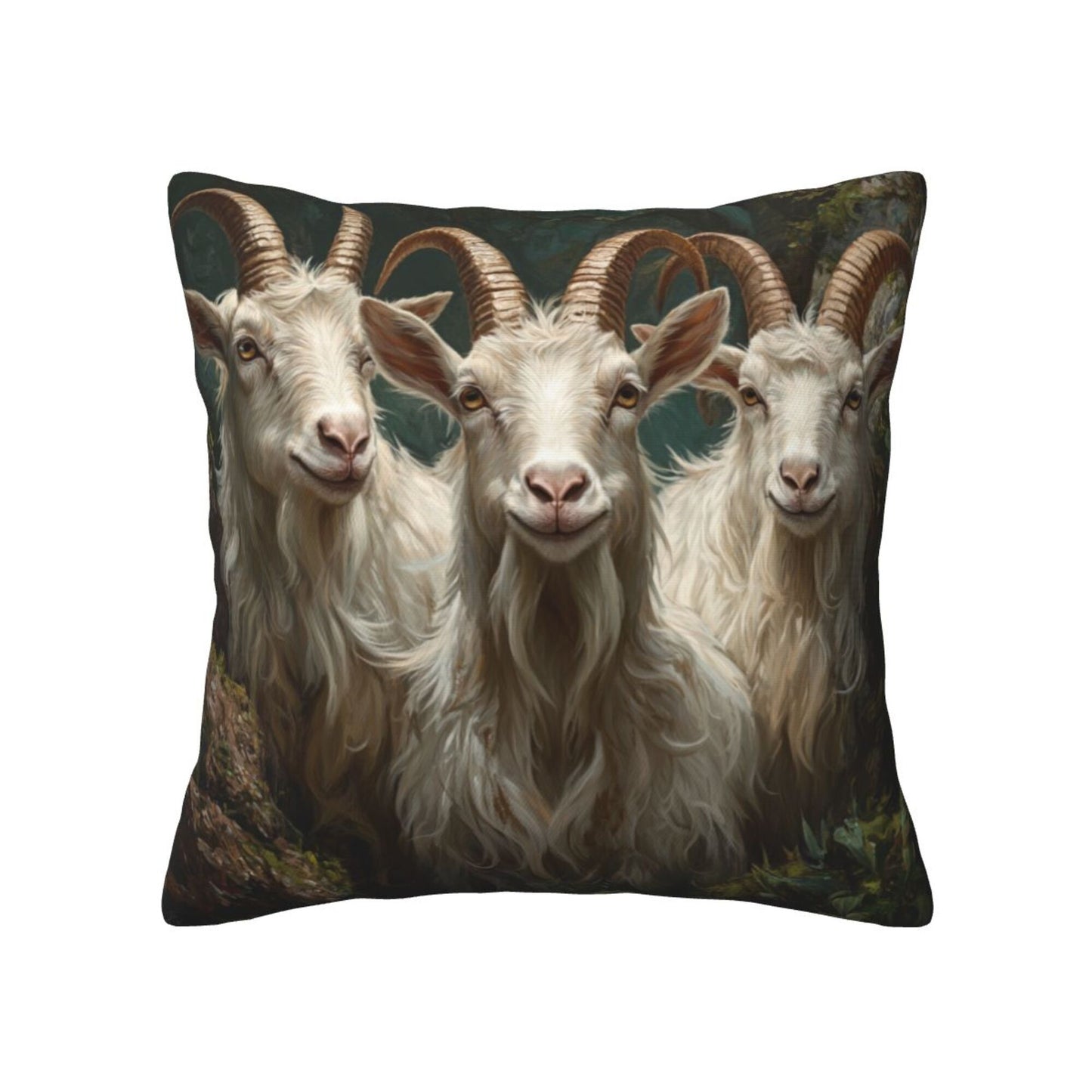 Set of 2 Smiling Goat Pillow Covers – 18x18 Inch Realistic Animal Farm Decorative Cushion Covers for Couch Sofa Bed (No Inserts)