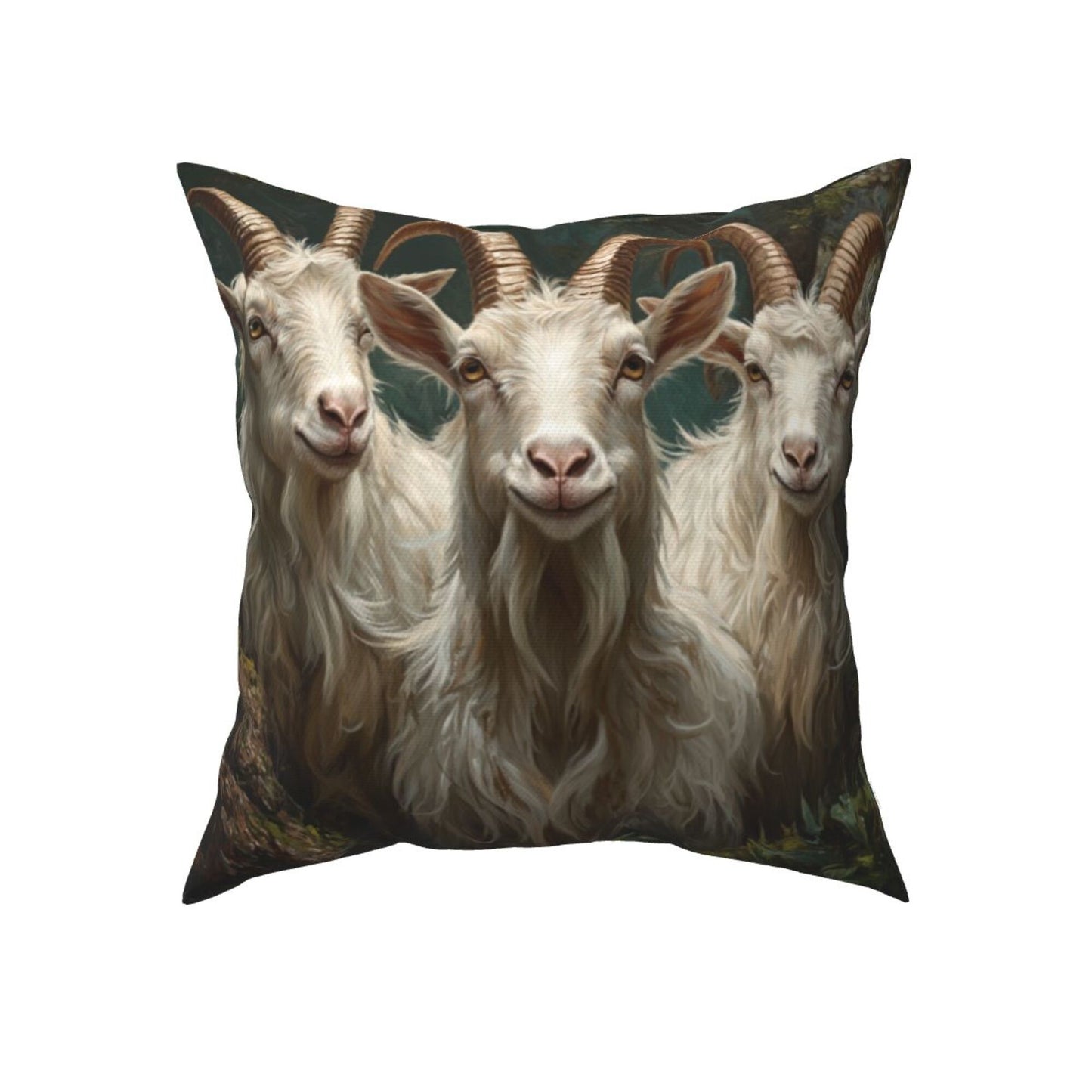 Set of 2 Smiling Goat Pillow Covers – 18x18 Inch Realistic Animal Farm Decorative Cushion Covers for Couch Sofa Bed (No Inserts)
