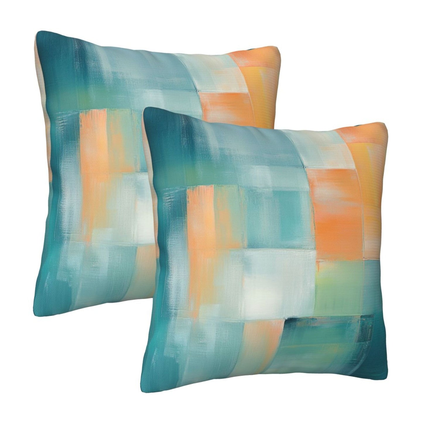 2-Pack 18x18 Inch Abstract Art Throw Pillow Covers | Modern Gradient Block Pattern Cushion Cases | Decorative Pillowcases for Sofa, Bedroom, Living Room