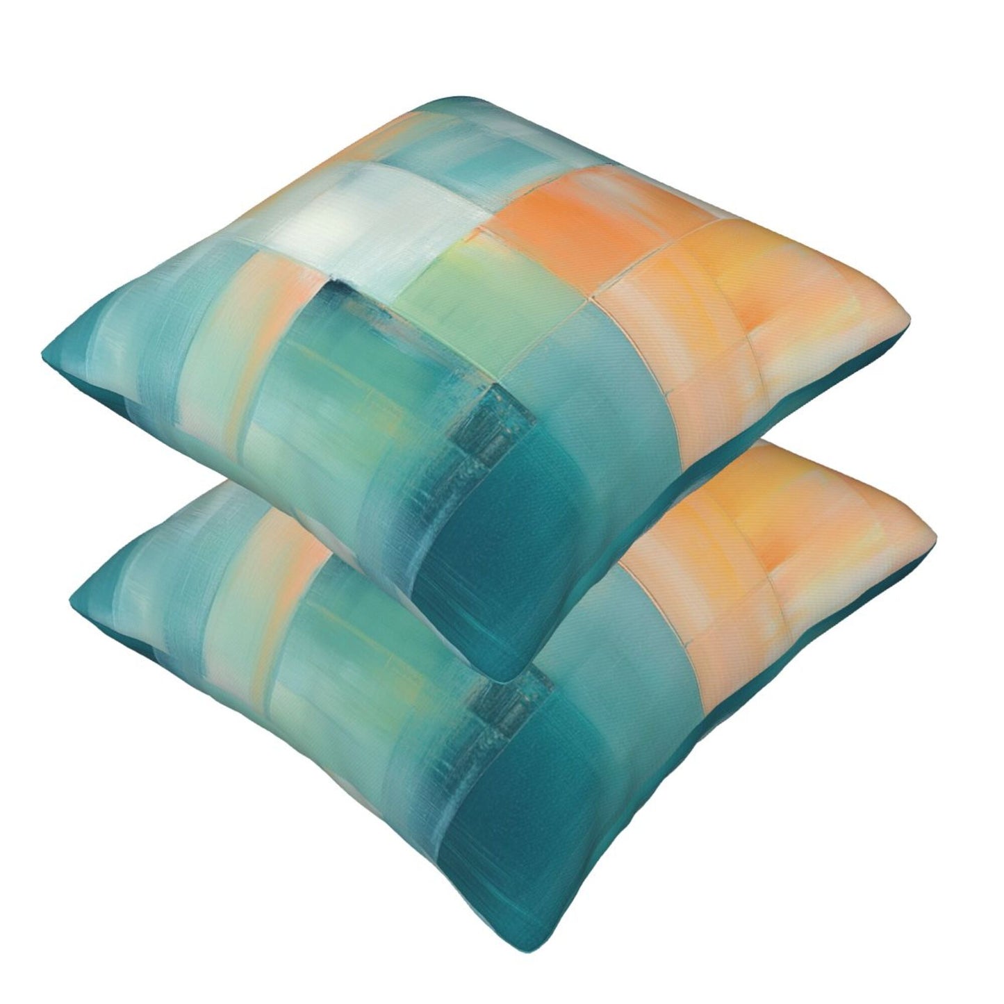 2-Pack 18x18 Inch Abstract Art Throw Pillow Covers | Modern Gradient Block Pattern Cushion Cases | Decorative Pillowcases for Sofa, Bedroom, Living Room