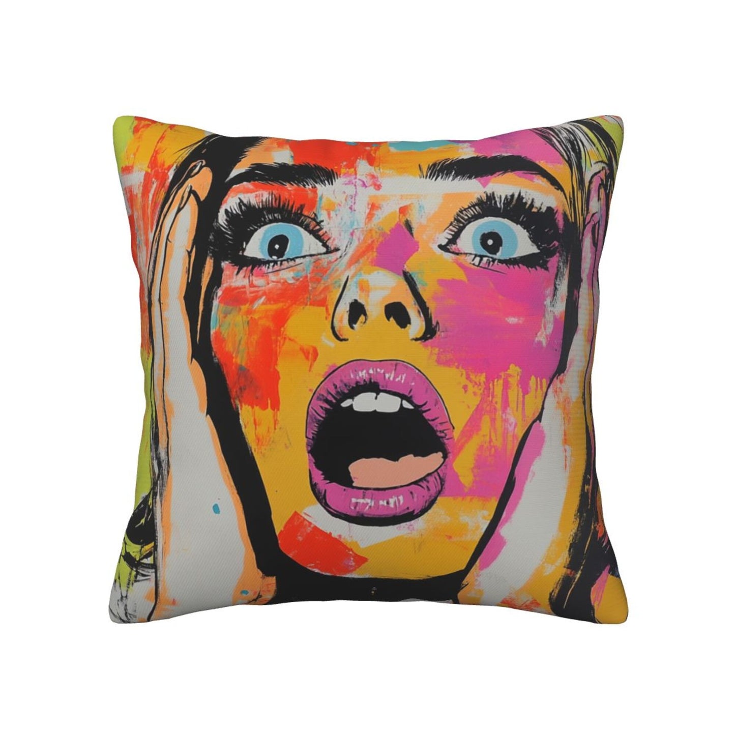 2-Pack Graffiti Art Pillow Covers 18x18 Inch｜Shock Pop Girl Design Throw Pillow Cases｜Bold Street-Style Decorative Cushion Covers