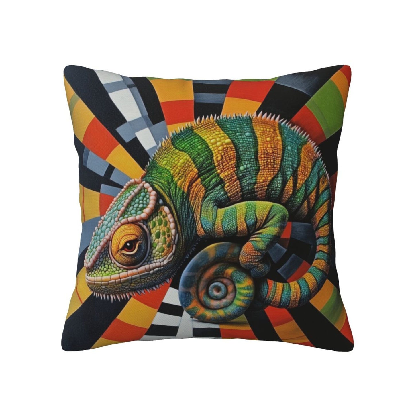 Set of 2 Chameleon Art Throw Pillow Covers 18x18 Inch Decorative Square Cushion Covers for Sofa, Couch, Bed