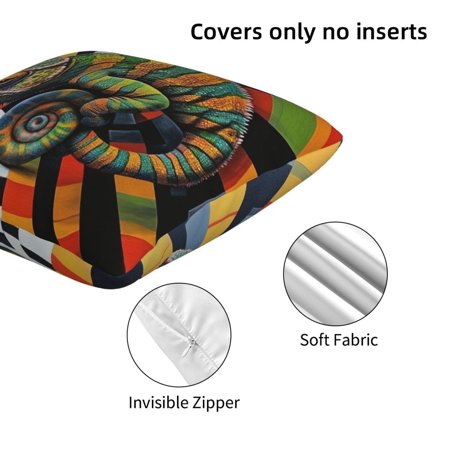 Set of 2 Chameleon Art Throw Pillow Covers 18x18 Inch Decorative Square Cushion Covers for Sofa, Couch, Bed