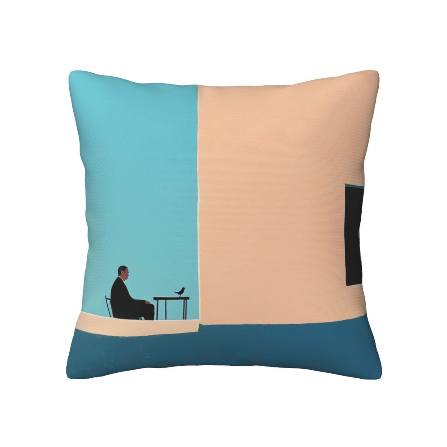 Set of 2 Modern Minimalist Art Throw Pillow Covers – 18x18 Inch Decorative Cushion Covers with Man & Bird Illustration for Sofa, Bed, and Living Room (No Insert Included)