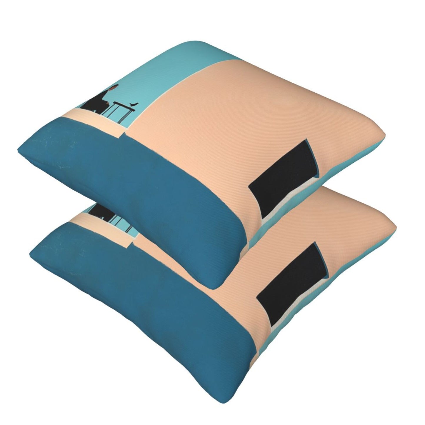 Set of 2 Modern Minimalist Art Throw Pillow Covers – 18x18 Inch Decorative Cushion Covers with Man & Bird Illustration for Sofa, Bed, and Living Room (No Insert Included)