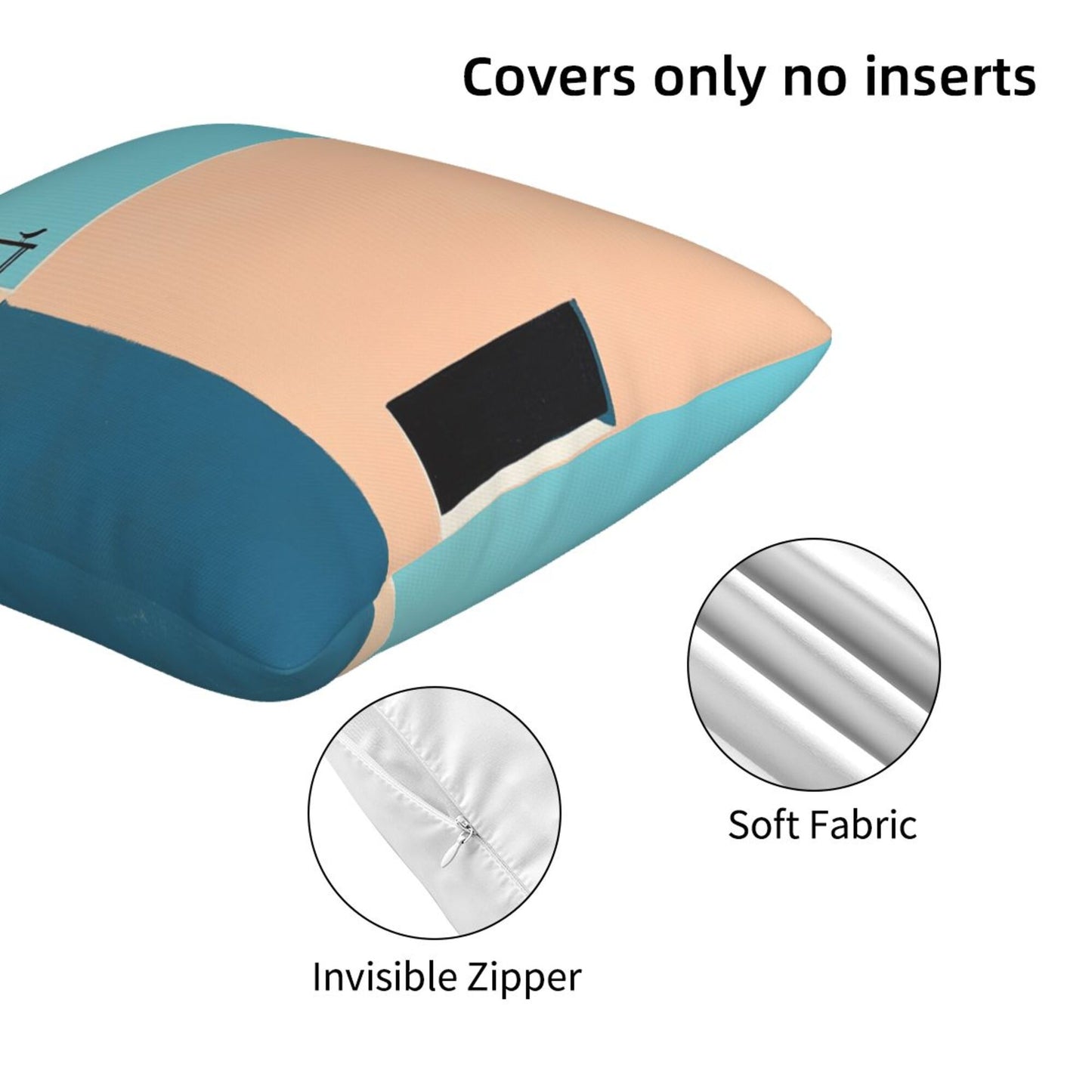 Set of 2 Modern Minimalist Art Throw Pillow Covers – 18x18 Inch Decorative Cushion Covers with Man & Bird Illustration for Sofa, Bed, and Living Room (No Insert Included)