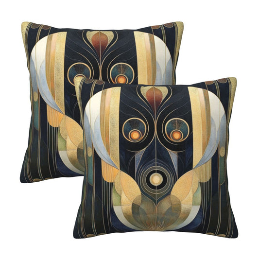 Set of 2 Decorative Throw Pillow Covers – 18x18 Inch Metallic Geometric Abstract Art Style, Modern Cushion Covers for Sofa, Bedroom, or Living Room (No Insert Included)