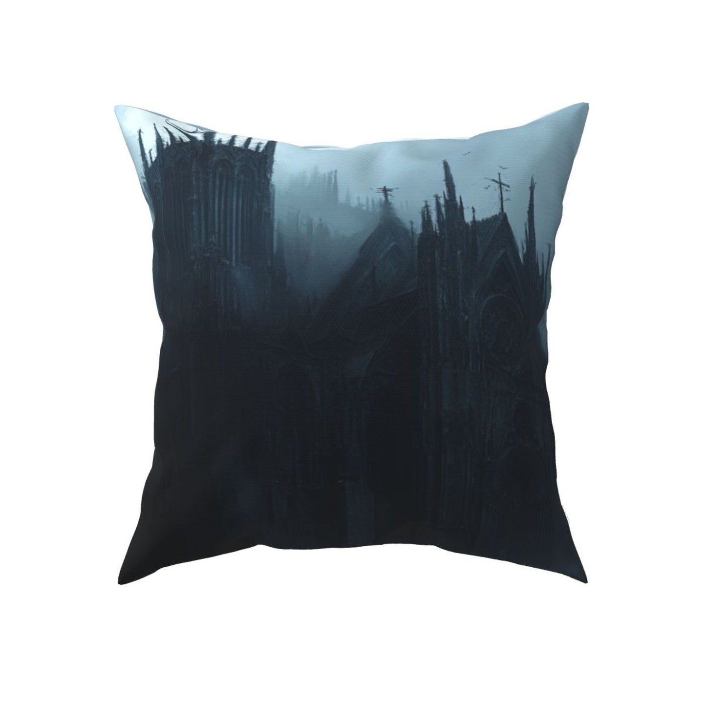 Set of 2 Gothic Castle Pillow Covers – 18x18 Inch Mysterious Cathedral Decorative Cushion Covers for Dark Fantasy Decor (No Inserts)